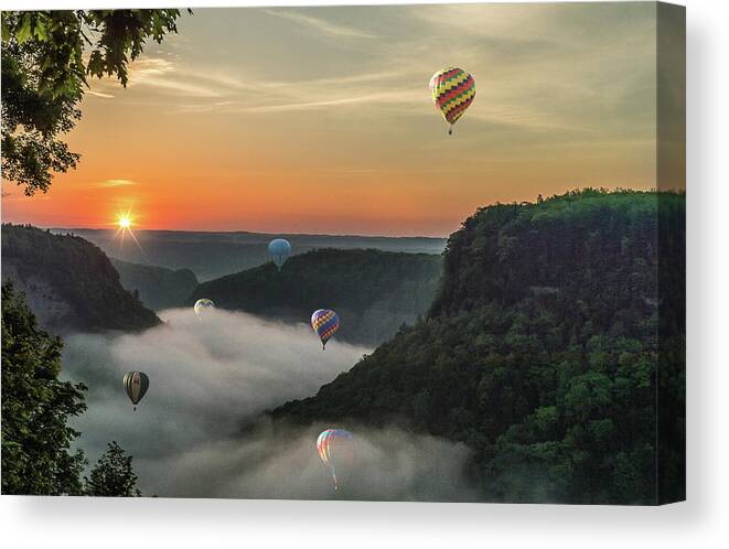 Letchworth State Park Canvas Print featuring the photograph Red, White and Blue at Letchworth State Park by Joe Granita