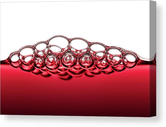 Red Canvas Print featuring the photograph Red Wine Bubbles by Johan Swanepoel