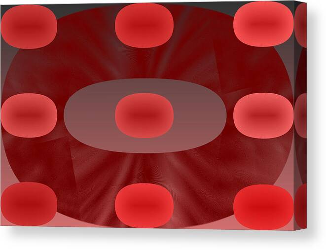Rithmart Abstract Red Organic Random Computer Digital Shapes Abstract Predominantly Red Canvas Print featuring the digital art Red.781 by Gareth Lewis