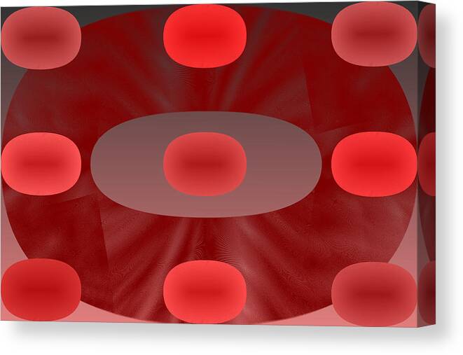 Rithmart Abstract Red Organic Random Computer Digital Shapes Abstract Predominantly Red Canvas Print featuring the digital art Red.783 by Gareth Lewis