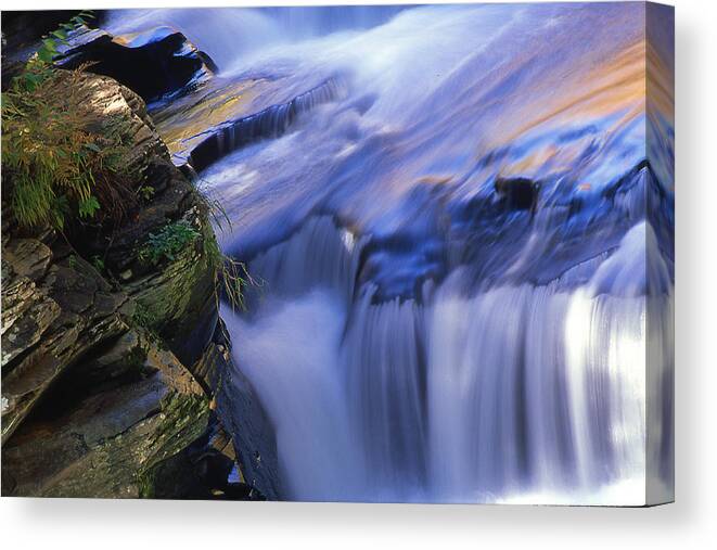 Waterfall Canvas Print featuring the photograph Reflected light on fall by Barry Shaffer