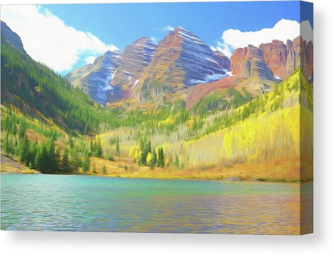 Colorado Canvas Print featuring the photograph The Maroon Bells Reimagined 1 by Eric Glaser