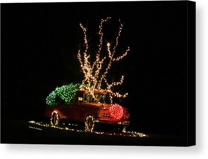 Christmas Lights Canvas Print featuring the photograph Reintruck by Dale R Carlson