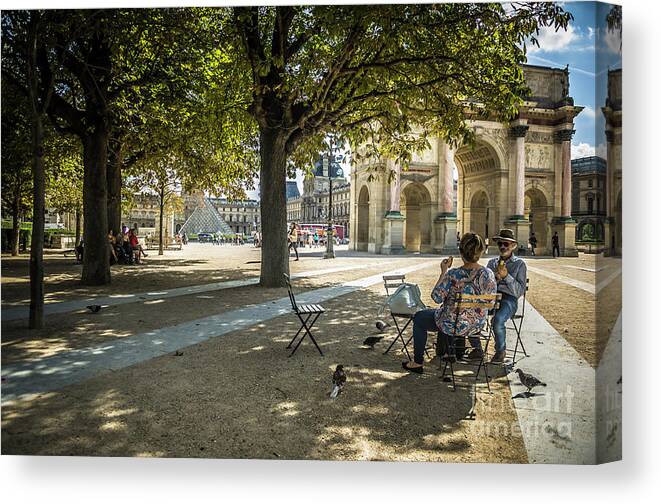 Architecture Canvas Print featuring the photograph Relaxing Afternoon in Paris by Paul Warburton