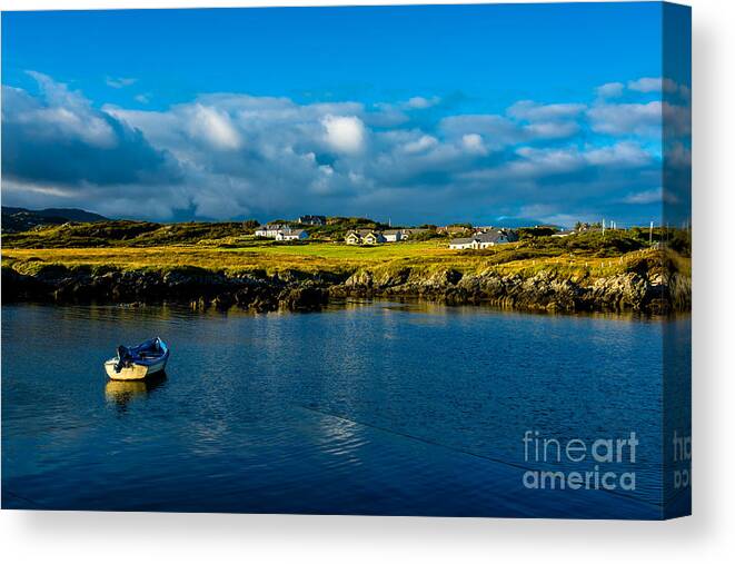 Ireland Canvas Print featuring the photograph Remote Village and Harbor near Donegal in Ireland by Andreas Berthold
