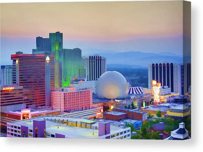 Reno Canvas Print featuring the photograph Reno at Sunset by Ricky Barnard