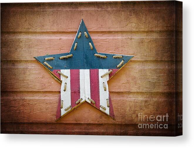 Flag Canvas Print featuring the photograph Retro USA star by Jane Rix