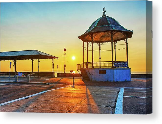 Revere Canvas Print featuring the photograph Revere Beach Bandstand at Sunrise Revere Beach by Toby McGuire