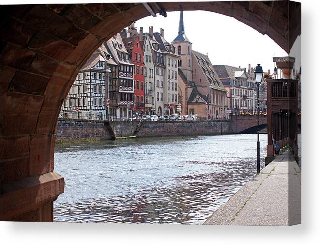  Canvas Print featuring the photograph Rhine River 29 Strasbourg by Steve Breslow