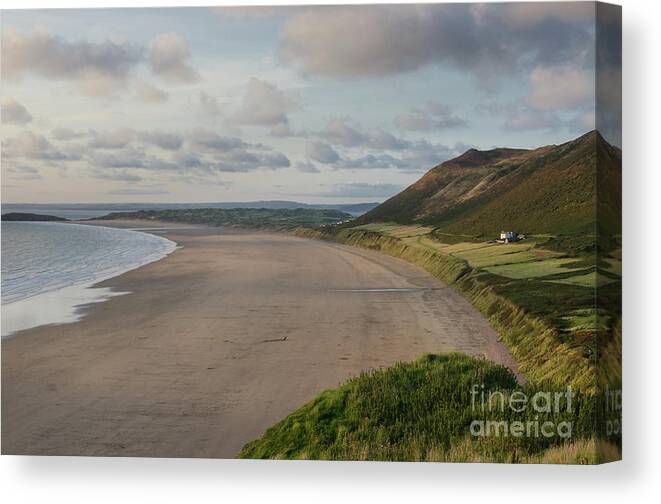 Sunset Canvas Print featuring the photograph Rhossili Bay, South Wales by Perry Rodriguez