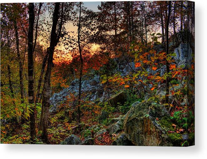 Autumn Canvas Print featuring the photograph Rib Mountain State Park Fall Sunset by Dale Kauzlaric