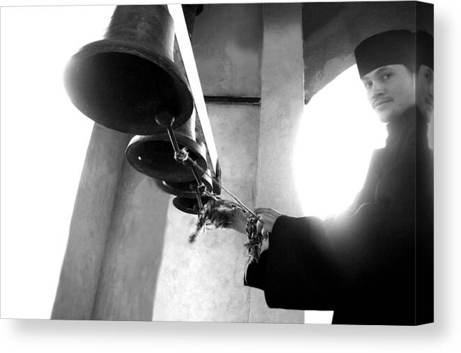 Abbey Canvas Print featuring the photograph Ringing the bells at the monastery by Emanuel Tanjala