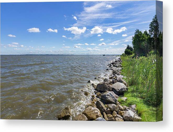 21619 Canvas Print featuring the photograph Rip-Rap on the Chester River by Charles Kraus