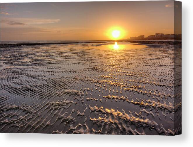 Worthing Canvas Print featuring the photograph Rippled Sunset by Hazy Apple