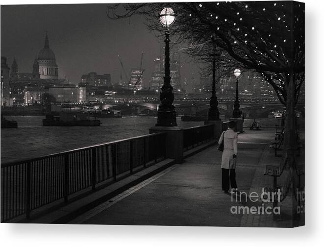 River Canvas Print featuring the photograph River Thames Embankment, London by Perry Rodriguez