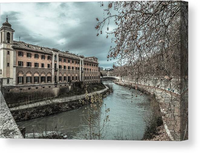 Landscape Canvas Print featuring the photograph River Tiber by Sergey Simanovsky