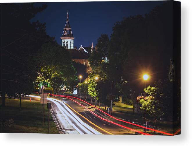 Stratford Canvas Print featuring the photograph Riverside Drive at night in Stratford by Jay Smith