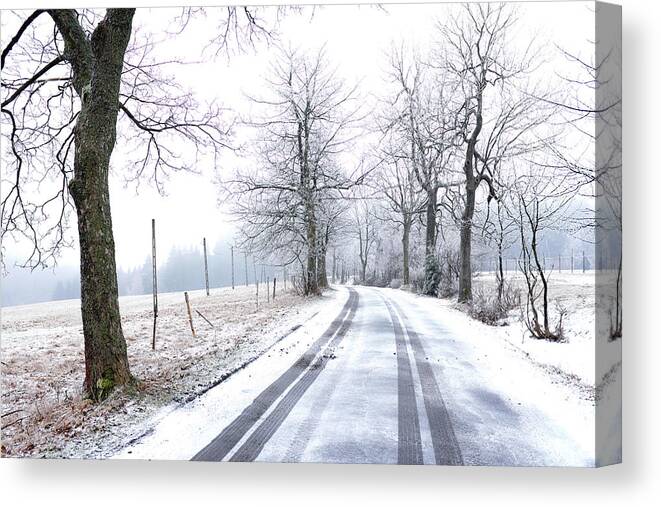 Winter Canvas Print featuring the photograph Road To Nowhere by Dubi Roman