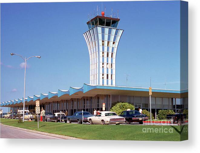 Mueller Airport Canvas Print featuring the photograph Robert Mueller Municipal Airport and Control Tower, Austin, Texas by Dan Herron