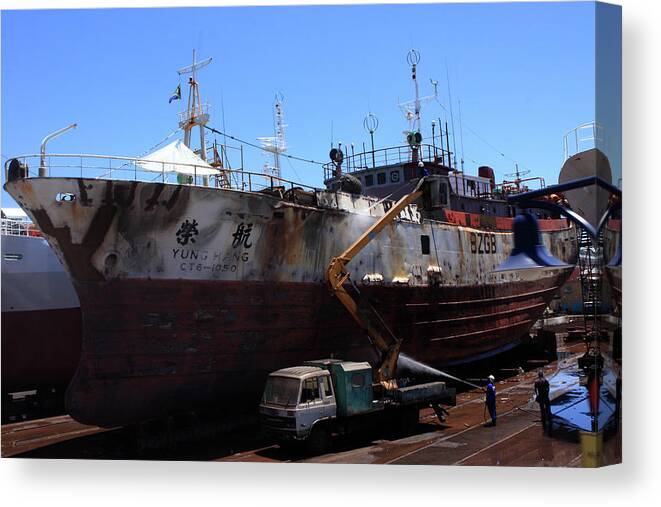 South Africa Canvas Print featuring the photograph Robinson Dry Dock, Cape Town by Aidan Moran