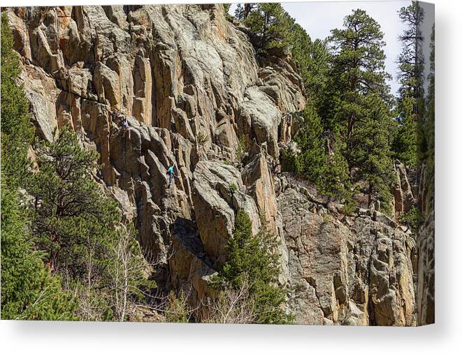 Boulder Canyon Canvas Print featuring the photograph Rock Climbers Paradise by James BO Insogna