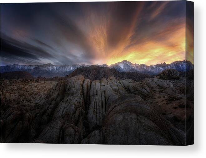 Alabama Hills Canvas Print featuring the photograph Rock Eruption by Nicki Frates