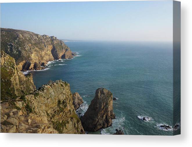 Cabo Da Roca Canvas Print featuring the photograph Rocks near to Cabo da Roca by Piotr Dulski