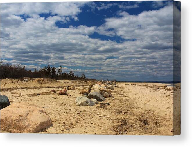 Long Island Canvas Print featuring the photograph Clouds and Rocks by Karen Silvestri