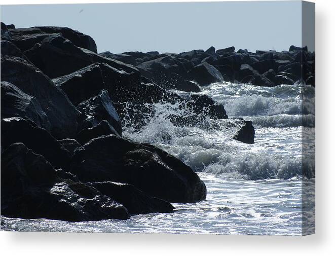 Rocks Canvas Print featuring the photograph Rocks on the Jetti at Cocoa Beach by Theresa Cangelosi