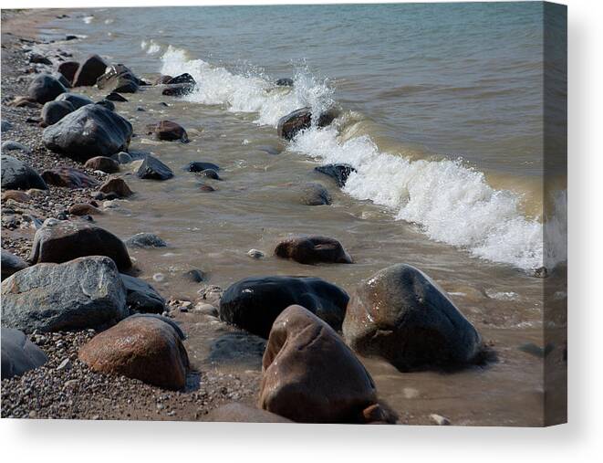 Lake Huron Canvas Print featuring the photograph Rocky Beach by Rich S