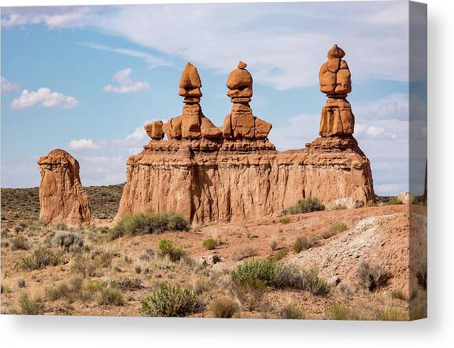 Alien Canvas Print featuring the photograph Three Kings in Goblin Valley by Kyle Lee