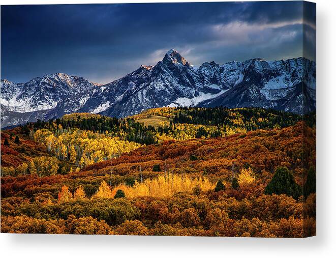 Mountain Canvas Print featuring the photograph Rocky Mountain Autumn by Andrew Soundarajan