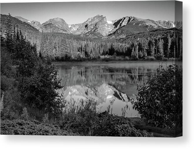 Rocky Mountains Canvas Print featuring the photograph Rocky Mountain Shadows - Colorado Landscape Black and White by Gregory Ballos