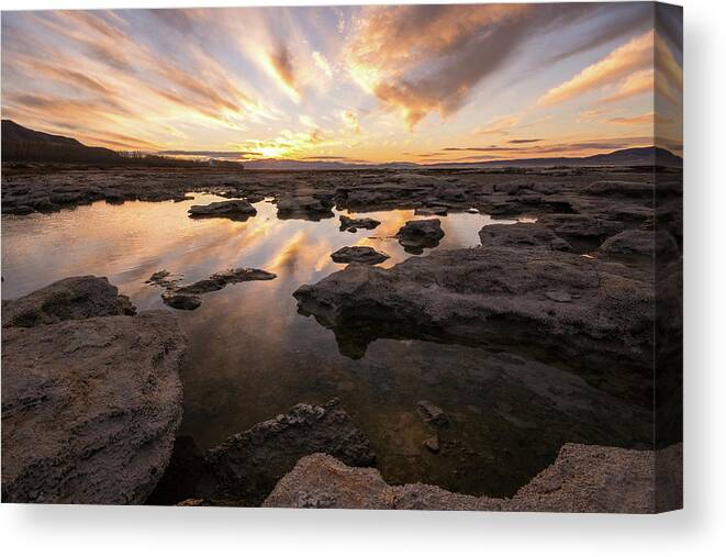 Utah Lake Canvas Print featuring the photograph Rocky Shores of Utah Lake by Wesley Aston