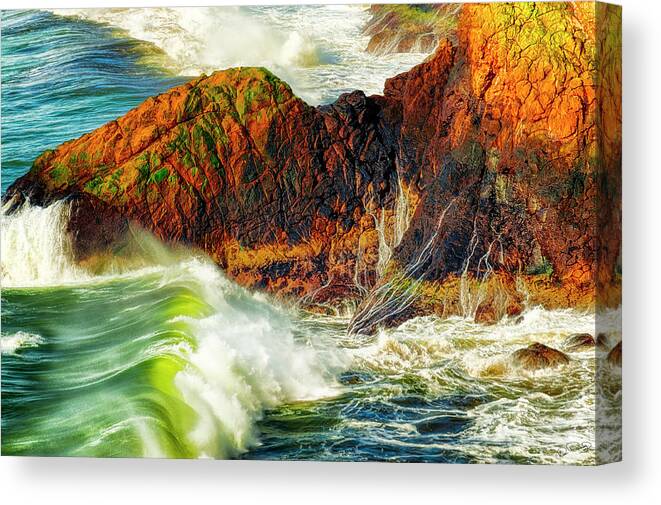 Waves Canvas Print featuring the photograph Rolling Ocean Waves by Dee Browning
