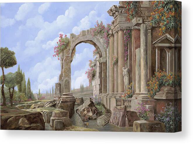 Arch Canvas Print featuring the painting Roman ruins by Guido Borelli