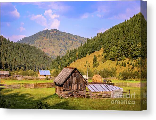 Mountains Canvas Print featuring the photograph Romanian mountains landscape by Claudia M Photography
