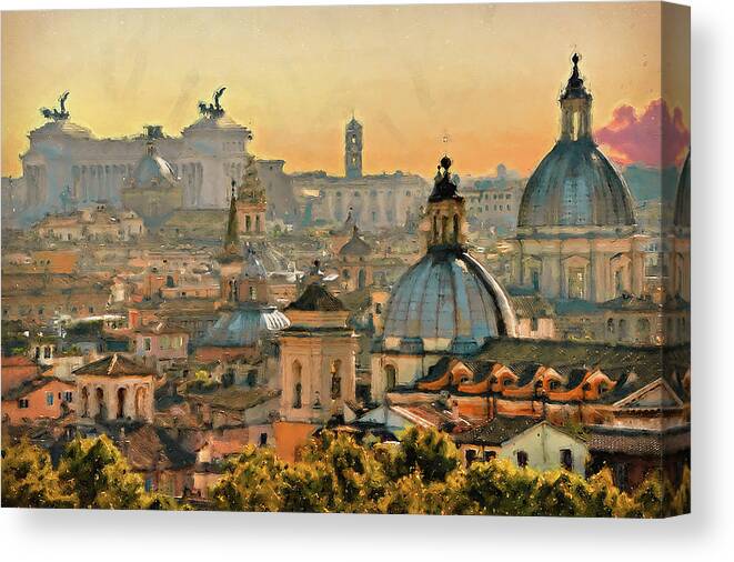 Rome Canvas Print featuring the photograph Rome Cityscape - 03 by AM FineArtPrints