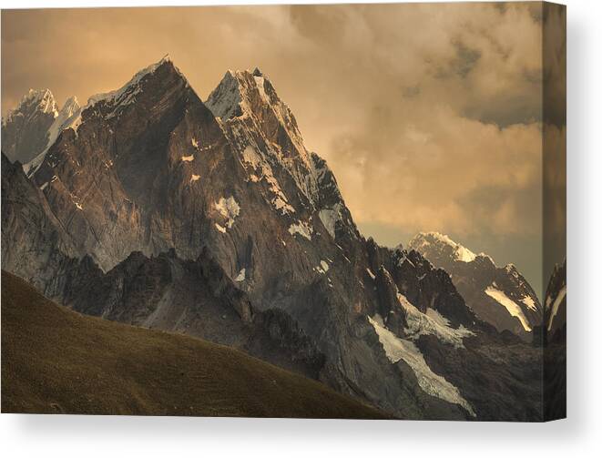 00498195 Canvas Print featuring the photograph Rondoy Peak 5870m At Sunset by Colin Monteath