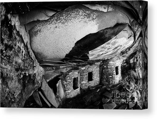 Utah Canvas Print featuring the photograph Roof Falling In Ruin Utah Monochrome by Bob Christopher