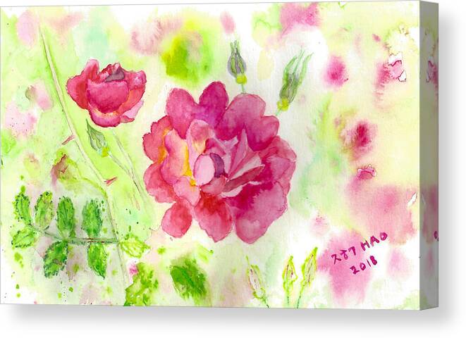 Roses Canvas Print featuring the painting Roses by Helian Cornwell