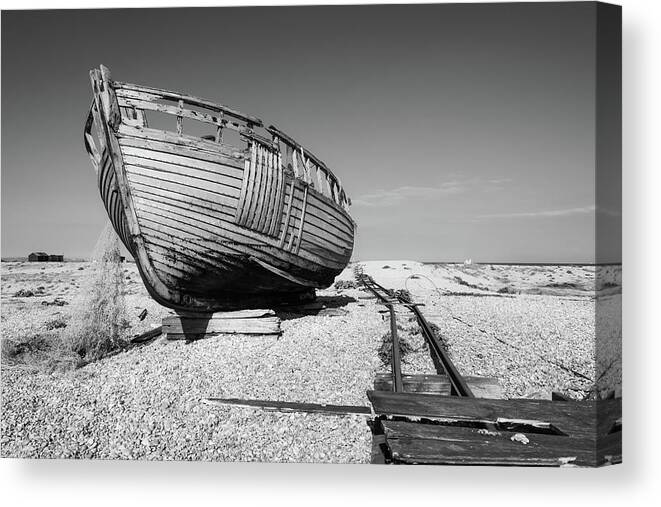 Abandoned Canvas Print featuring the photograph Rotting Fishing Boat and Nets 2 by Roy Pedersen