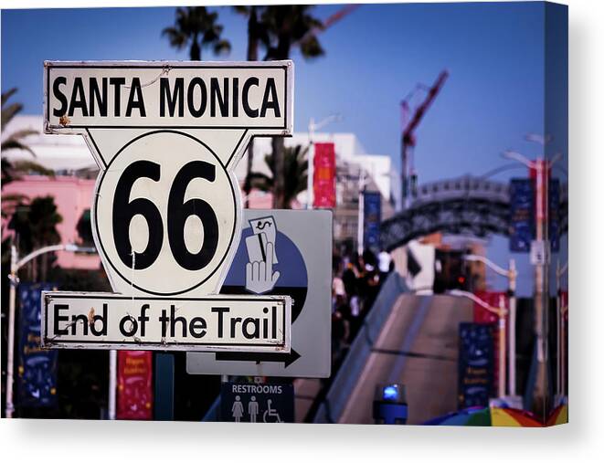 America Canvas Print featuring the photograph Route 66 End of Trail by Andy Konieczny