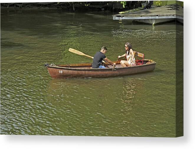 Britain Canvas Print featuring the photograph Rowing In Boat 18 - Stratford-upon-Avon by Rod Johnson