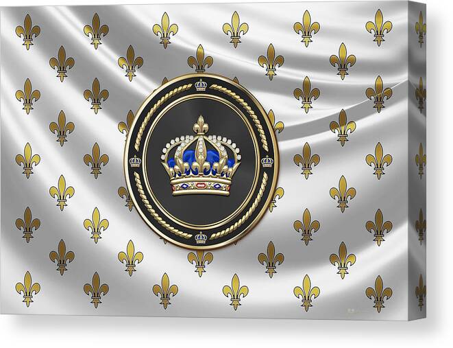 'royal Collection' By Serge Averbukh Canvas Print featuring the digital art Royal Crown of France over Royal Standard by Serge Averbukh