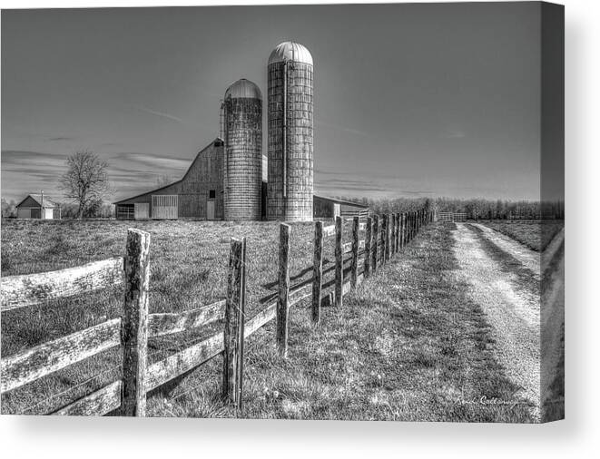 Reid Callaway Rural America 2 Canvas Print featuring the photograph Rural America 2 Barn and Silos Tennessee by Reid Callaway