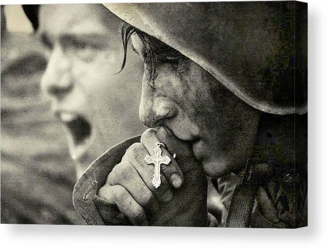 Russian Soldiers Preparing For The Battle Of Kursk July 1943 Canvas Print featuring the photograph Russian soldiers preparing for the Battle of Kursk July 1943 by David Lee Guss