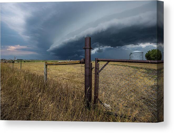 Field Canvas Print featuring the photograph Rusty Cage Horizontal by Aaron J Groen