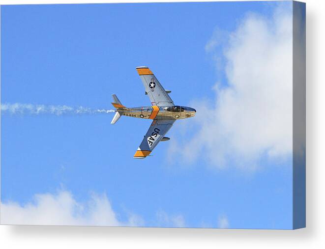 F-86 Canvas Print featuring the photograph Sabre in the Sky by Shoal Hollingsworth