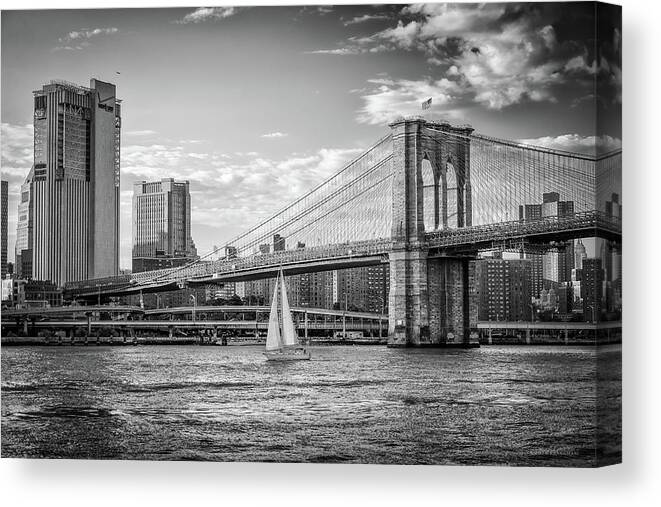 Nyc Canvas Print featuring the photograph Sailboat on the East River by Frank Mari